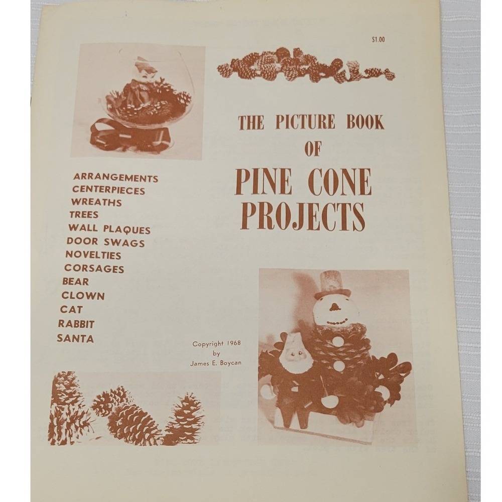 Nature Christmas decor Pine Cone Projects Craft Book DIY Vintage 1968